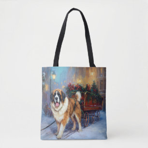 Tote Bag Saint Bernard Christmas Festive