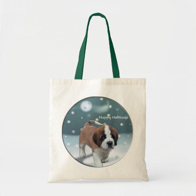 Tote Bag Saint Bernard Puppy Cadeaux de Noël (Devant)