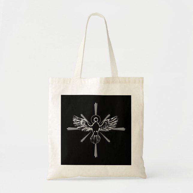Tote Bag Saint Esprit Dove Louer Jésus Epiphanie Raglan Bas (Devant)