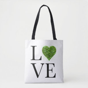 Tote Bag Saint Patrick   Amour   coeur étincelant vert