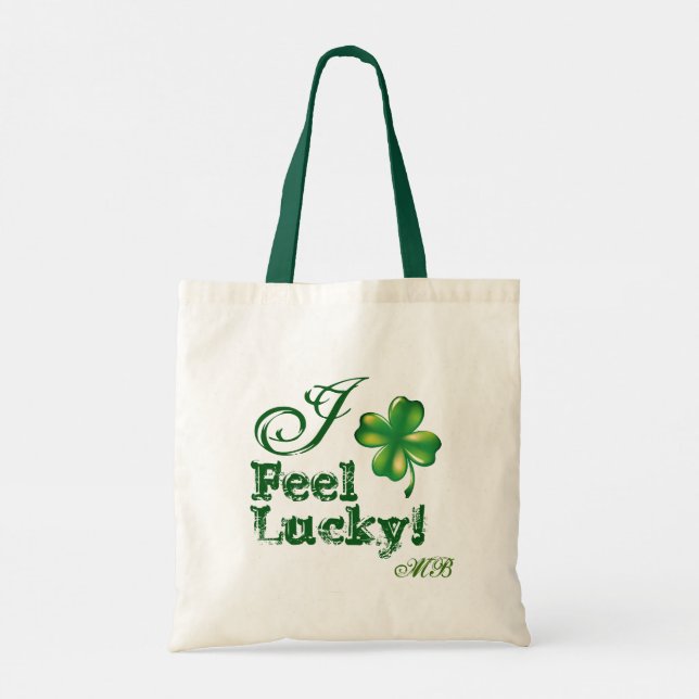 Tote Bag Saint Patrick's Day Monogramme, Feel Lucky, Shamro (Dos)