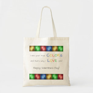 Tote Bag Saint Valentin coloré Coeurs rustiques