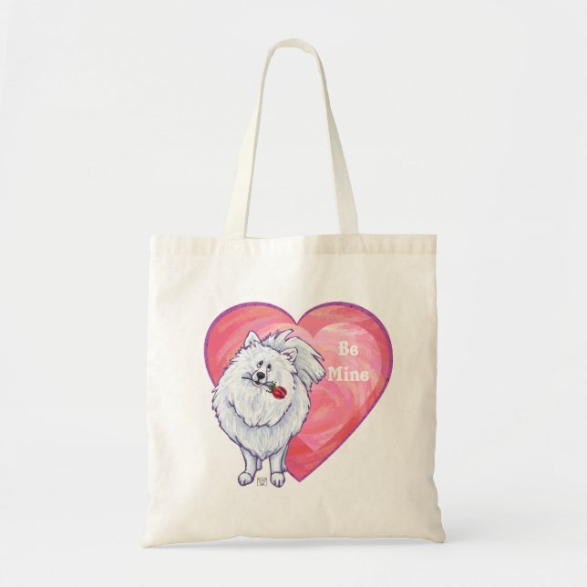 Tote Bag Saint Valentin Poméranie Blanche (Devant)