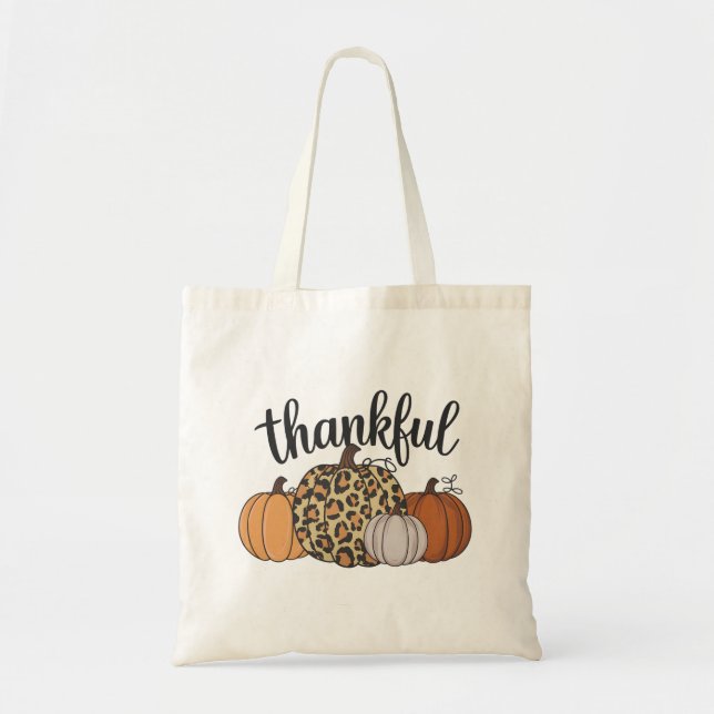 Tote Bag Saison de citrouille léopard d'Action de grâce Hal (Devant)