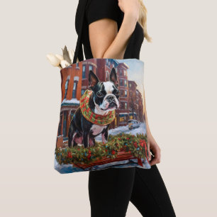 Tote Bag Saison de Noël de Boston Terrier