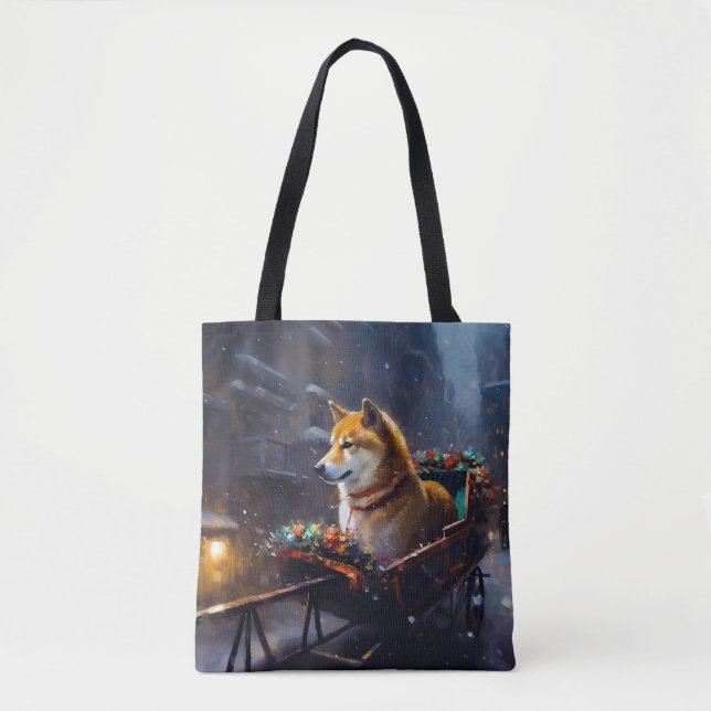 Tote Bag Saison de Noël de Shiba Inu (Devant)