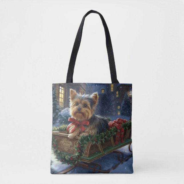Tote Bag Saison de Noël du Yorkshire Terrier (Devant)
