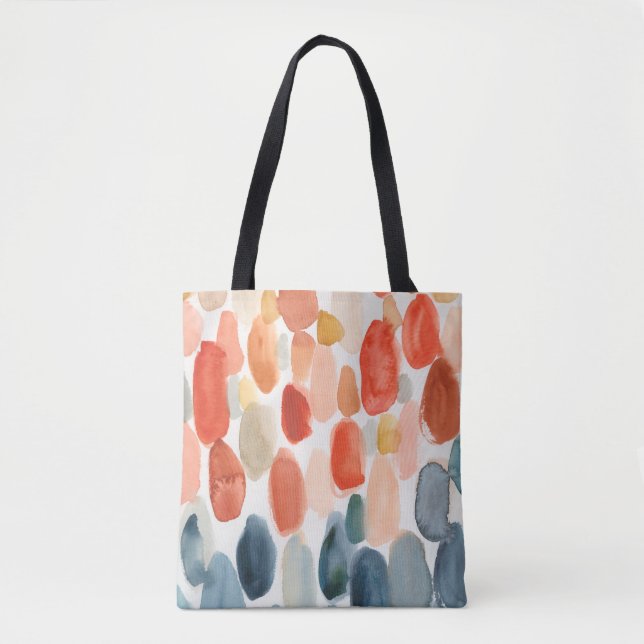 Tote Bag Saison des agrumes - Corail et pierres bleues (Devant)
