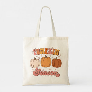 Tote Bag Saison des Citrouilles rétro rose et orange