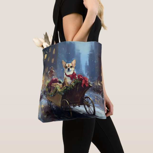 Tote Bag saison des fêtes de Noël de chihuahua (De près)