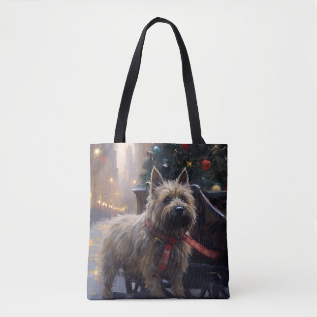 Tote Bag Saison Festive de Noël à Cairn Terrier (Devant)