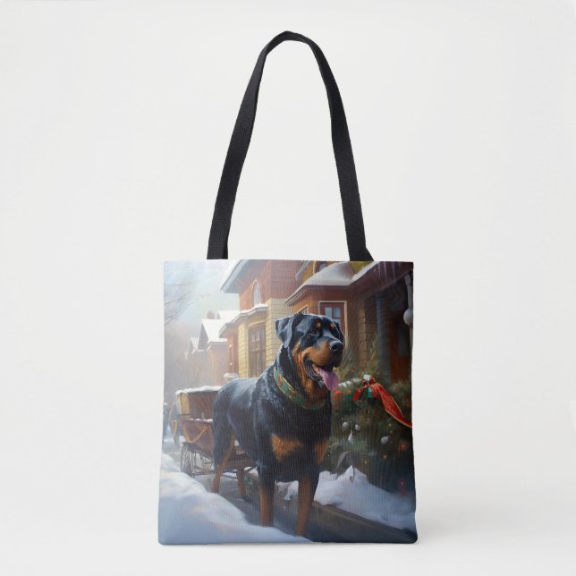 Tote Bag Saison festive de Noël de Rottweiler (Devant)