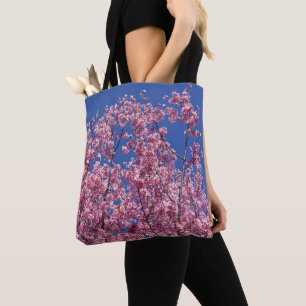 Tote Bag Sakura Cherry Fleurit Dans Le Bleu