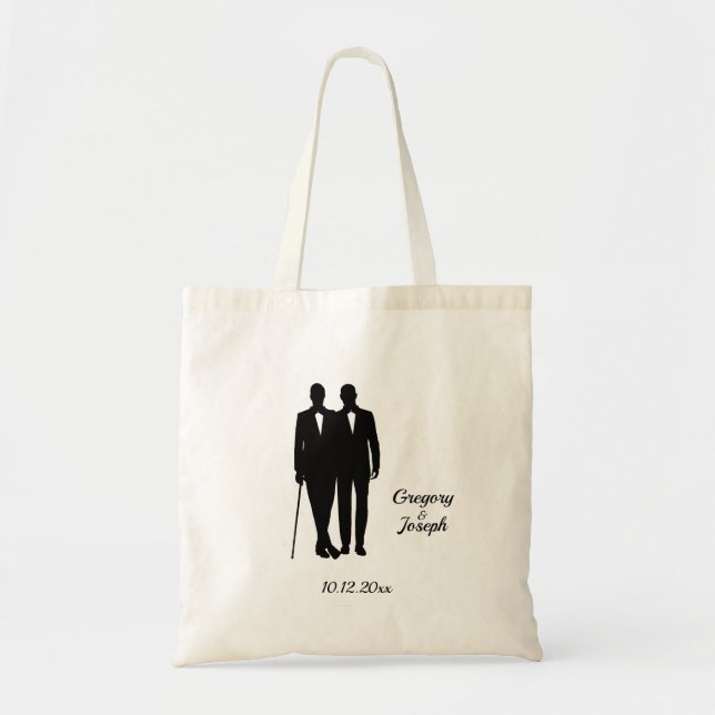 Tote Bag Salles de Mariage gay avec nom et date (Devant)