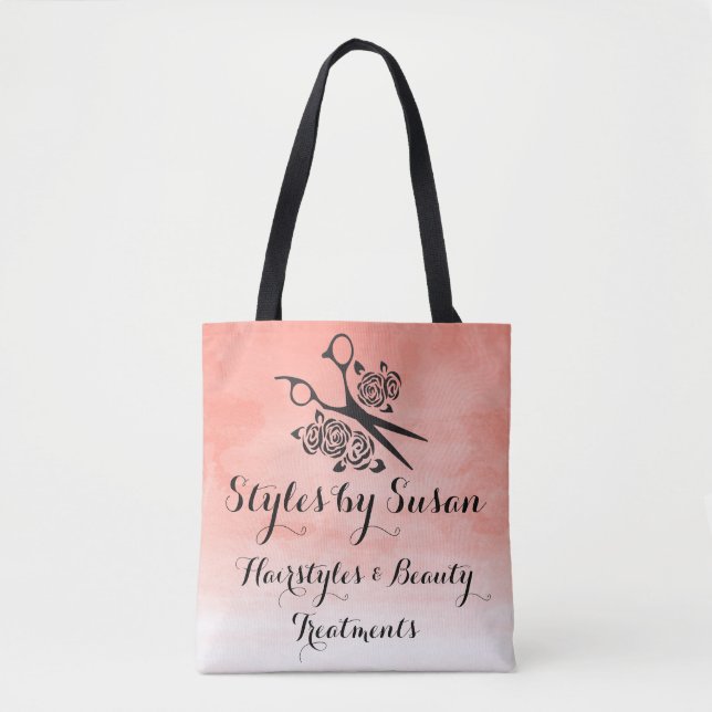 Tote Bag Salon de coutume de roses de coiffeur d'aquarelle (Devant)