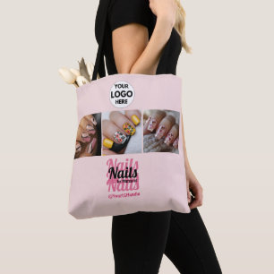 Tote Bag Salon de manucure social photo logo moderne rose p