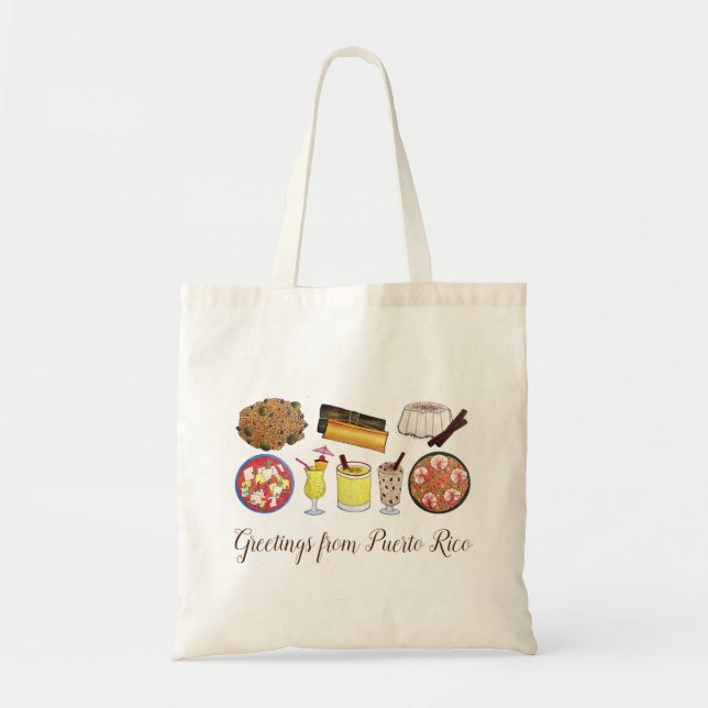 Tote Bag Salutations de Porto Rico Carribean Island Foods (Devant)