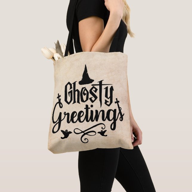 Tote Bag Salutations Ghoarly Antique Halloween (De près)