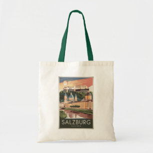 Tote Bag Salzbourg Autriche Illustration Voyage Art Vintage