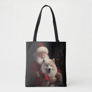 Tote Bag Samoyé Avec Noël Festif Du Père Noël