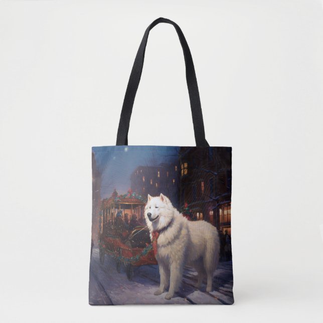 Tote Bag Samoyed Christmas Festive Saison (Devant)