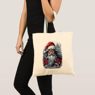 Tote Bag Samurai Père Noël Warrior Christmas Art Cadeau