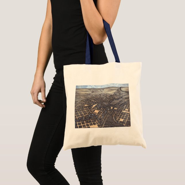 Tote Bag San Antonio, Texas, Antique Aerial City Map, 1873 (Devant (produit))