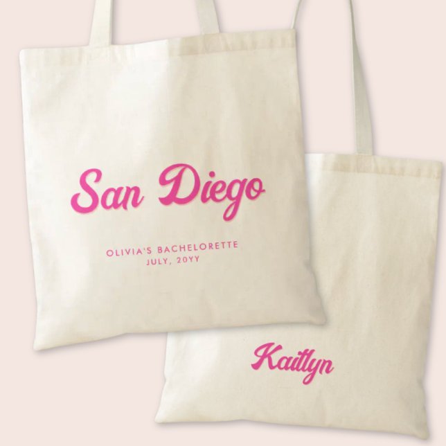 Tote Bag San Diego Bachelorette Party Personnalisé Fourre-t (San Diego Bachelorette Party Tote Bag)