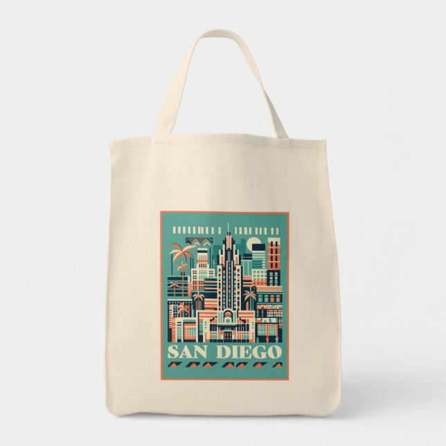Tote Bag San Diego California Art Déco (Devant)