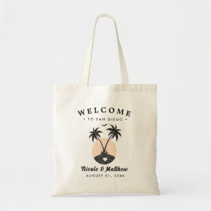 Tote Bag San Diego California Minimalist Palm Tree Mariage