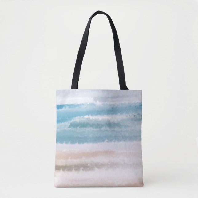 Tote Bag Sandy Beach Ocean Waves Aquarelle Abstraite (Devant)