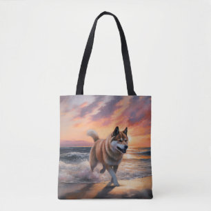 Tote Bag Sandy Paws Akita Chien sur le coucher du soleil de
