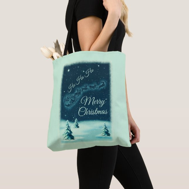 Tote Bag Santa and his Reindeers (De près)