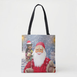 Tote Bag Santa Claus w Christmas Gifts Rottweiler Chien