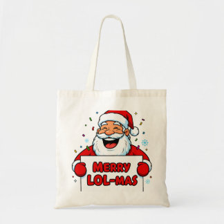 Tote Bag Santa Holding “MERRY LOL-MAS” Sign