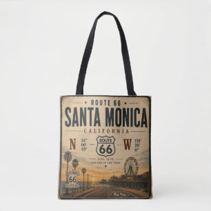 Tote Bag Santa Monica Route 66 Coordonnées Plage