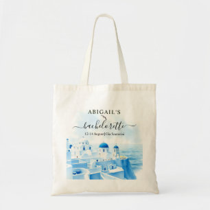 Tote Bag Santorin Grèce aquarelle paysage bachelorette