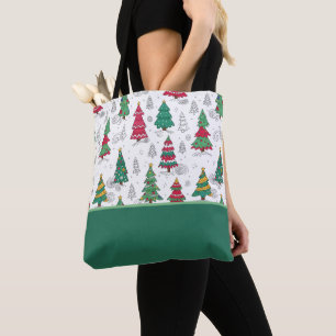 Tote Bag Sapins de Noël Décorés Fantaisistes et Capricieux
