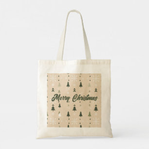 Tote Bag Sapins de Noël et flocons de neige minimalistes 