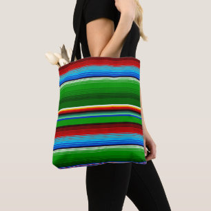 Tote Bag Sarape mexicaine rouge vert