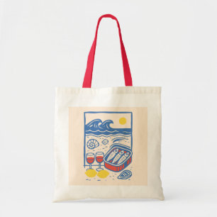Tote Bag Sardines et Vin à la Plage 