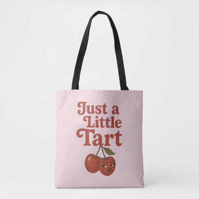 Tote Bag Sassy Cherry Just a Little Tart Retro Rouge & rose (Devant)