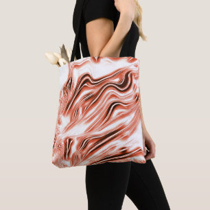 Tote Bag Saumon à rouge long ondulé traces sur fond blanc