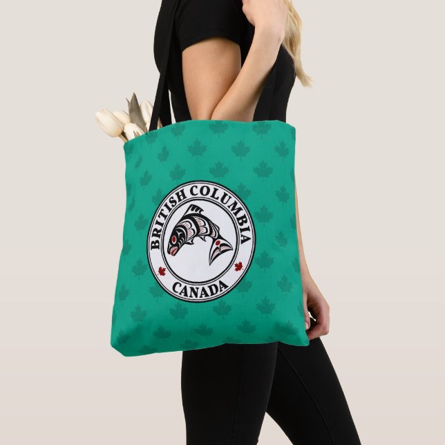 Tote Bag Saumon haïda d'Amérindien Red Black Art (De près)