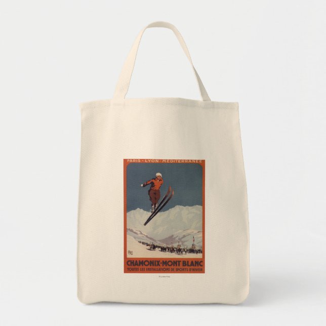 Tote Bag Saut à ski - Affiche de Promo olympique PLM (Devant)
