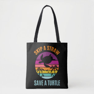 Tote Bag Sauter La Paille En Plastique Pour Sauver Une Tort