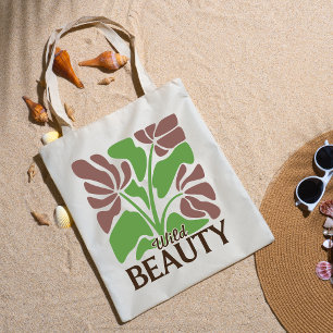 Tote Bag Sauvage Beauté Marron Floral Boho Élégant Épicerie
