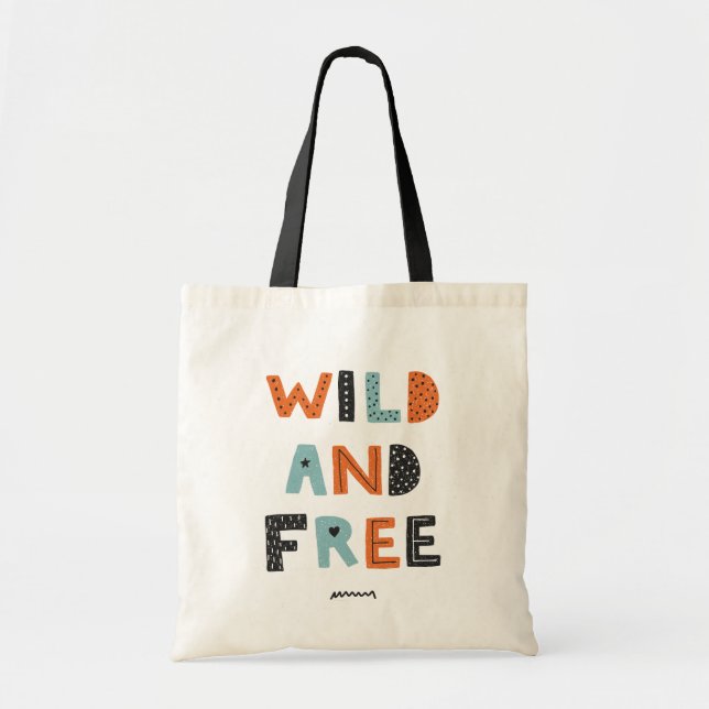 Tote Bag Sauvage et libre | Lettres Doodle (Devant)