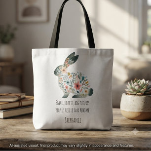 Tote Bag Sauvetage de Lapin à l'Aquarelle Pastel Florale
