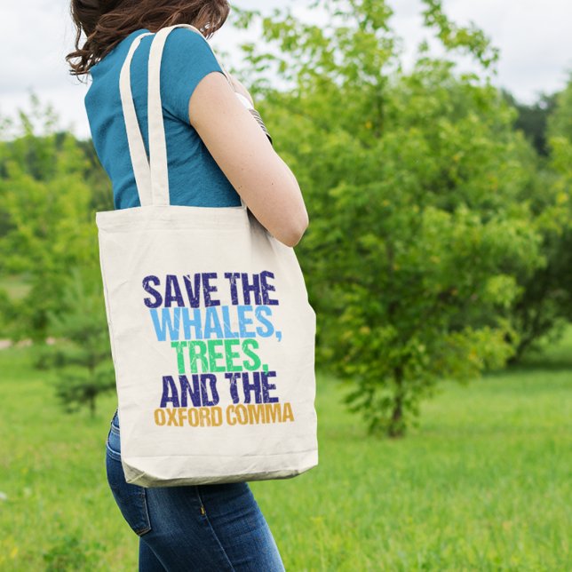 Tote Bag Sauvez la coma d'Oxford amusante (Créateur téléchargé)